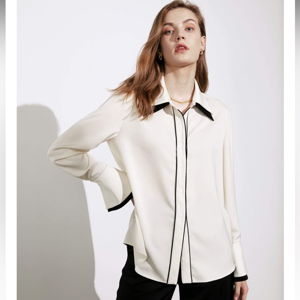J.ING Blair White Contrast Blouse